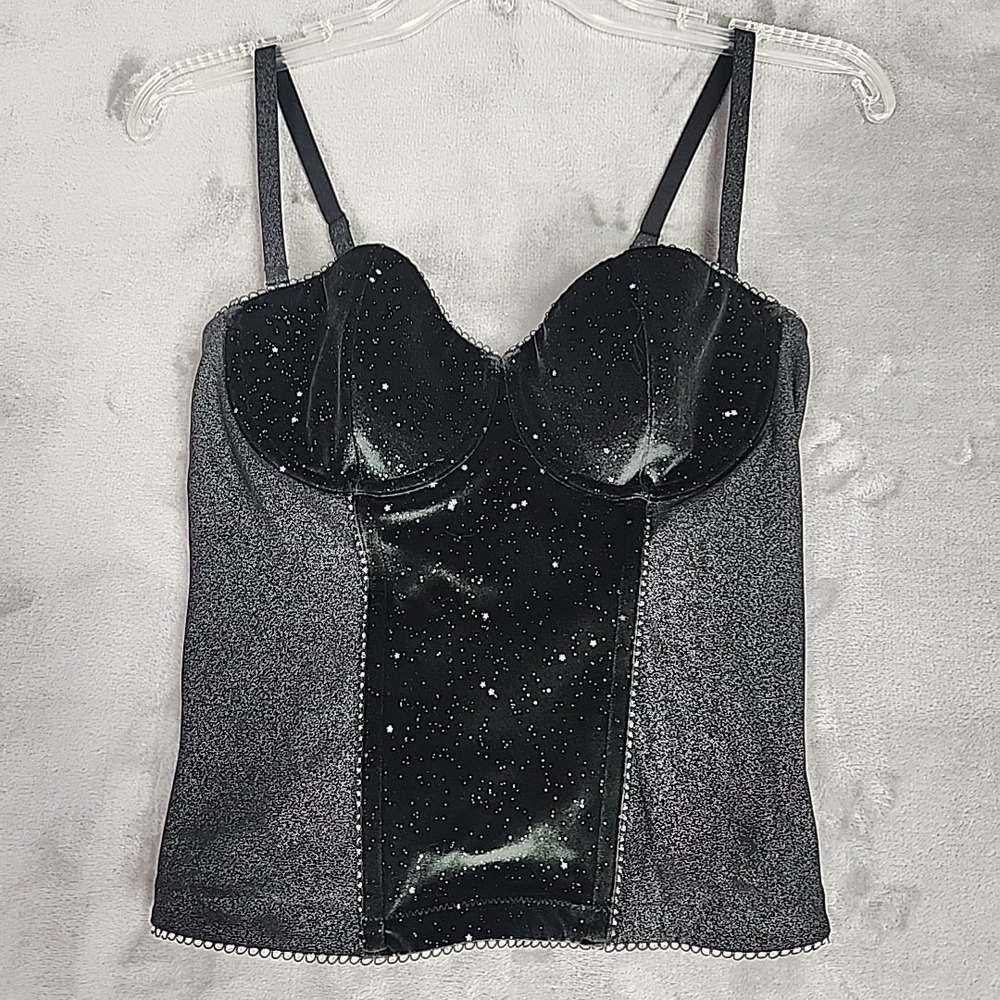 Victoria's Secret Corset Bustier 36C Green Velvet Y2K Punk Goth Vampire 90s Club